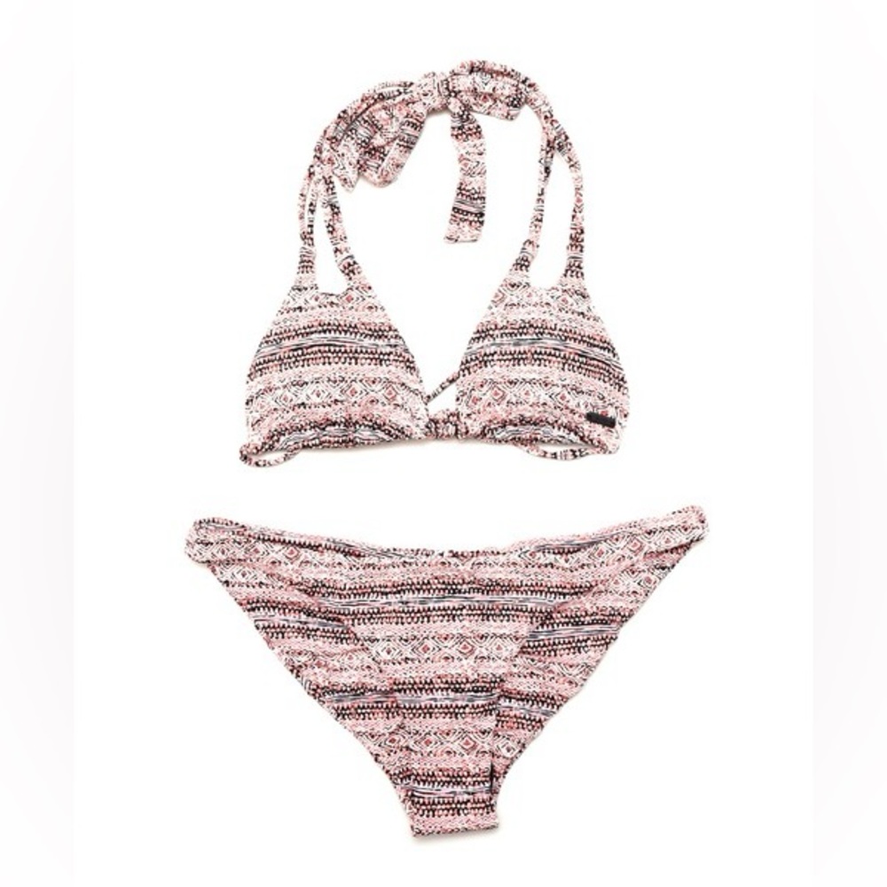 VOLCOM Wild Daze Geometric Patterned Triangle Bikini Set- Cheeky Bottom